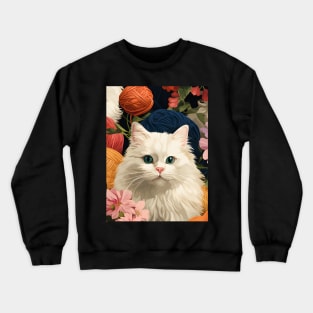 Cats and Crochet Pattern - Whimsical Feline Art Crewneck Sweatshirt